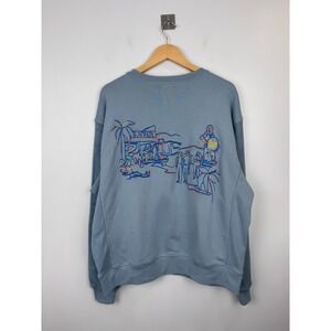 Dinner Service NY Women Blue Sweatshirt Stampede Embroidered Cotton Size Large
